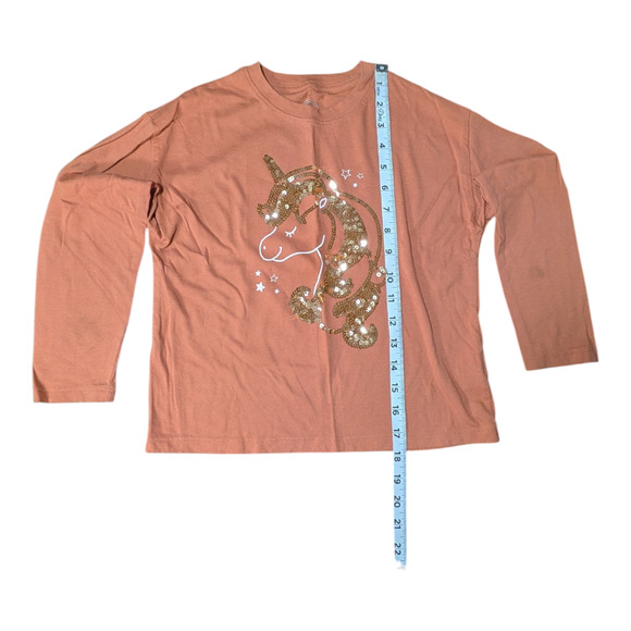 Wonder Nation - Girls Long Sleeve Shirt- Size S 6x - Sequence Sparkling Unicorn - Picture 3 of 9